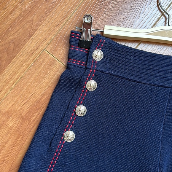 Maje Isla High-waist Side-button Knit Shorts Marine Blue - Picture 5 of 12